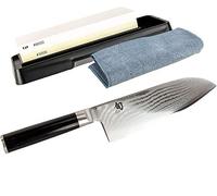 Kai Shun Classic Bundle | DM-0717 | Grande Santoku in acciaio damascato | lama da 19 cm | + pietra per affilare Kai AP-0316 | + panno di lucidatura premium