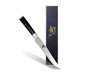 KAI Shun Classic coltello da carne giapponese lunghezza lama 20 cm - Coltello damasco 32 strati nucleo VG MAX - 61 (±1) HRC - Manico in legno Pakka - Made in Japan - Coltello da affettare forgiato