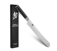 KAI Shun Classic coltello da pane giapponese 23 cm lunghezza lama - coltello damasco 32 strati nucleo VG MAX - 61 (±1) HRC - manico in legno di pakka -coltello seghettato per pane forgiato