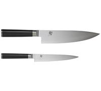 KAI Shun Classic set di coltelli da cucina giapponesi 2 pezzi - Coltello da chef lunghezza lama 20 cm + Coltello multiuso lunghezza lama 15 cm - Coltelli damascati 32 strati VG MAX Core - 61 (±1) HRC