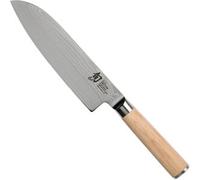 KAI Shun Classic White Santoku 18 cm lunghezza lama - Coltello damasco 32 strati nucleo VG MAX - 61 (±1) HRC - Manico in legno Pakka - Made in Japan - coltello da cucina giapponese forgiato