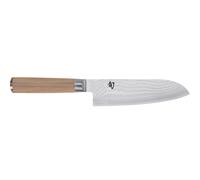 KAI Shun Classic White Santoku 18 cm lunghezza lama - Coltello damasco 32 strati nucleo VG MAX - 61 (±1) HRC - Manico in legno Pakka - Made in Japan - coltello da cucina giapponese forgiato