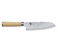 KAI Shun Classic White Santoku 18 cm lunghezza lama - Coltello damasco 32 strati nucleo VG MAX - 61 (±1) HRC - Manico in legno Pakka - Made in Japan - coltello da cucina giapponese forgiato