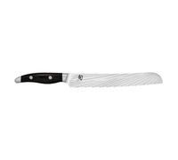 KAI Shun Nagare Black coltello da pane 23 cm lunghezza lama - 72 strati di acciaio damasco VG 2 & VG 10 lama a doppio nucleo - legno Pakka nero - Coltello a lama ondulata forgiato