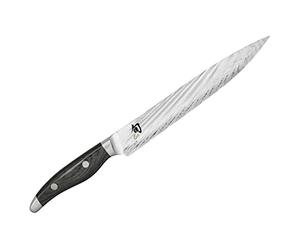 KAI Shun Nagare coltello da prosciutto 23 cm lunghezza lama - 72 strati di acciaio damasco VG 2 e VG 10 lama a doppio nucleo - legno Pakka grigio-nero - Fatto a mano in Giappone