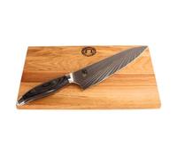 Kai Shun Nagare NDC-0706, coltello da cucina giapponese ultra affilato, lama da 20 cm + tagliere da cucina in legno di rovere vecchio 30 x 18 cm VK: 409