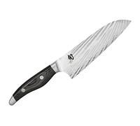 KAI Shun Nagare Santoku 18 cm lunghezza lama - 72 strati di acciaio damasco VG 2 e VG 10 lama a doppio nucleo - legno Pakka grigio-nero - fatto a mano in Giappone - coltello da cucina giapponese