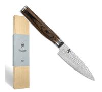KAI Shun Premier Tim Mälzer coltello da ufficio giapponese 10 cm lunghezza lama - nucleo VG-MAX 61 (±1) HRC, 32 strati di damasco lucidato a specchio - legno Pakka marrone medio -superficie martellata
