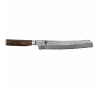 KAI Shun Premier Tim Mälzer coltello da pane giapponese 23 cm lunghezza lama - nucleo VG-MAX 61 HRC, 32 strati di damasco lucidato a specchio - legno Pakka venato marrone medio - superficie martellata