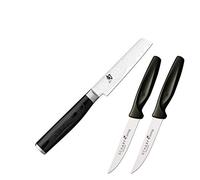 KAI Shun Premier Tim Mälzer Minamo coltello da ufficio giapponese 9,0 cm lunghezza lama - acciaio centrale VG-MAX con 32 strati di acciaio damascato, 61 (±1) HRC - legno Pakka - fatto a mano