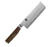 KAI Shun Premier Tim Mälzer Nakiri 14 cm lunghezza lama - Nucleo VG-MAX 61 (±1) HRC, 32 strati di damasco lucidato a specchio - Legno Pakka marrone medio venato - Superficie martellata - Made in Japan