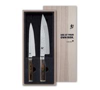 KAI Shun Premier Tim Mälzer set di coltelli da cucina giapponesi 2 pezzi - Coltello da chef lunghezza lama 20 cm + Coltello multiuso lunghezza lama 16,5 cm - Coltelli damascati 32 strati VG MAX Core