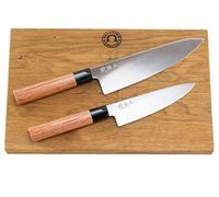 Kai Shun Seki Magoroku Redwood Set di coltelli | Coltello da cucina grande e piccolo | + grande tagliere massiccio in rovere, 34 x 21 cm | VK: 206,90 €