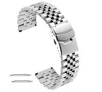 Kai Tian 20mm Spazzolato Lucidato Cinturino Metallo Tridimensionale Cinturino Acciaio Inossidabile per Donna Uomo Fibbia Pieghevole Argento