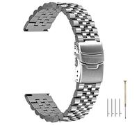 Kai Tian 22mm Cinturino Metallo per Uomo Donna Rilascio Rapido Perline 3D Ingegnere Guarda Braccialetto Cinturini Orologi Acciaio Inossidabile Argento