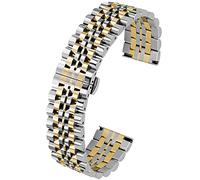 Kai Tian 7 Rows Bracciale 22mm Cinturino flessibile in acciaio inossidabile Cinturino in metallo a sgancio rapido Argento dorato