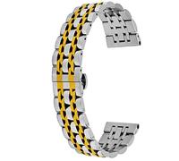 Kai Tian Bracciale 22mm per Donna Uomo Sportivo in Acciaio Inossidabile a Sgancio Rapido Conico Argento Dorato