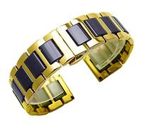 Kai Tian Bracciale Orologio Metallo Cinturino Orologio Acciaio Inossidabile 20mm Ceramica Nera Watch Band Oro Chiusura Farfalla
