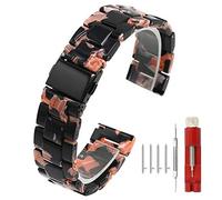 Kai Tian Cinturini Orologio 22mm per Donna Uomo Resina Nera Ciliegia Braccialetto a Sgancio Rapido Collegamenti Rimovibili Fibbia Acciaio Inossidabile