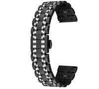 Kai Tian Cinturini per orologi 22mm Bracciale in acciaio inossidabile per uomo Donna Cinturini di ricambio a sgancio rapido Fibbia di distribuzione Nero Argento