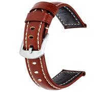 Kai Tian Cinturino di ricambio per cinturino in pelle marrone chiaro da 22mm con chiusura in metallo in acciaio inossidabile per uomo donna