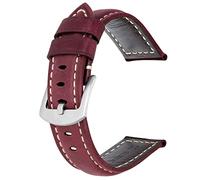 Kai Tian Cinturino di ricambio per cinturino in pelle rossa da 20mm con chiusura in metallo in acciaio inossidabile per uomo donna