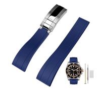 Kai Tian Cinturino di ricambio per orologio da polso in caucciù, 20 mm, 22 mm, con chiusura pieghevole, in silicone, per uomo e donna, 20mm, Silicone, Nessuna pietra preziosa