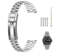 Kai Tian Cinturino in metallo da 20 mm, con vite di ricambio in argento, con classica fibbia ad immersione, per uomo e donna, 20mm, Acciaio inossidabile, Nessuna pietra preziosa