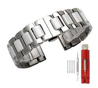 Kai Tian Cinturino Orologio Acciaio Inossidabile 18mm Cinturino Ceramica Cinturini Metallo Uomo Donne Chiusura Farfalla Lucida Argento Bianco