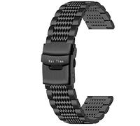 Kai Tian Cinturino Orologio Maglia 18mm Acciaio Cinturino Ricambio Fibbia Farfalla Donna Uomo Nera