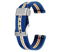 Kai Tian Cinturino per orologio da 18mm tono blu tela di colore giallo supporto in metallo tessuto di lino cinturino di ricambio a sgancio rapido per uomo donna