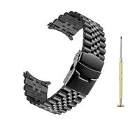 Kai Tian Cinturino per orologio da polso, in acciaio inox di alta qualità, con estremità ricurve a mezzaluna, 5 perline, colore nero, 22 mm