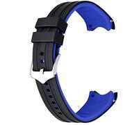 Kai Tian Cinturino per orologio in gomma siliconica bicolore nero e blu da 20mm con estremità curve
