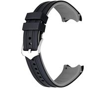 Kai Tian Cinturino per orologio in gomma siliconica bicolore nero e grigio da 18mm con estremità curve