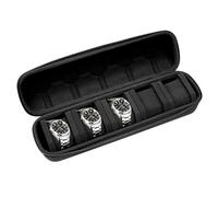 Kai Tian Custodia rigida da viaggio per orologi da uomo, con 5 scomparti, con cerniera, con morbido cuscino in schiuma comprimibile per orologi grandi e piccoli