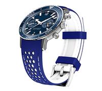 Kai Tian durevole due toni in silicone curvo estremità 20 millimetri Racing Watch Bands in gomma blu (punto bianco) per gli uomini le donne