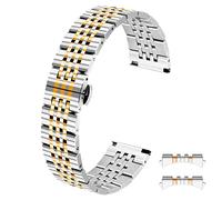 Kai Tian Elegante 18 mm 20 mm 22 mm argento nero oro rosa estremità curve due toni più estremità dritte cinturino in acciaio inossidabile cinturino in metallo lucido, Argento-Oro Rosa, 22mm, classico