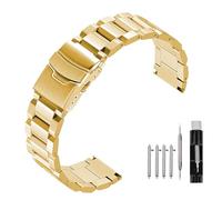 Kai Tian Solid Double Locks, cinturino in acciaio inox, finitura spazzolata, ricambio per orologio da uomo, donna, 18 mm, 20 mm, 22 mm, 24 mm, nero e argento, 22mm, Acciaio inossidabile, Nessuna