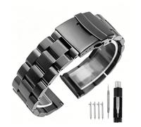 Kai Tian Solid Double Locks, cinturino in acciaio inox, finitura spazzolata, ricambio per orologio da uomo, donna, 18 mm, 20 mm, 22 mm, 24 mm, nero e argento, 20mm, Acciaio inossidabile, Senza