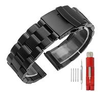 Kai Tian Solid Double Locks, cinturino in acciaio inox, finitura spazzolata, ricambio per orologio da uomo, donna, 18 mm, 20 mm, 22 mm, 24 mm, nero e argento, 26mm, Acciaio inossidabile, Nessuna