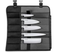 KAI Wasabi Black custodia per coltelli attrezzata - Coltello multiuso 10 cm, Deba 15 cm, Nakiri 16,5 cm, Santoku 16,5 cm, Yanagiba 21 cm - acciaio inossidabile 6A/1K6 lucidato 58 (±1) HRC manico nero