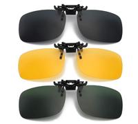 KAIAIWLUO Clip su Occhiali da Sole,2 PCS Lenti Polarizzate + 1 PCS Occhiali da Sole per Visione Notturna a Clip Lenti Rettangolari Occhiali da Vista per Uomini Donne Guida e visione all'aperto