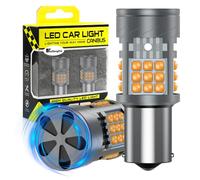 KaiDengZhe 1156 BA15S Lampadina LED con Ventola, Senza Errori CANBUS Anti Hyper Flash 600% di Luminosità 3000LM 28W Ambra 7506 1141 P21W LED per Indicatori di Direzione Anteriori e Posteriori-2 PZ