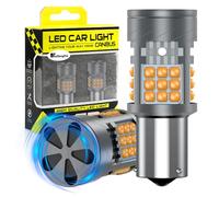 KaiDengZhe 1156 BAU15S Lampadina LED con Ventola, Senza Errori CANBUS Anti Hyper Flash 600% di Luminosità 3000LM 28W Ambra 7507 1141 PY21W LED per Indicatori di Direzione Anteriori e Posteriori-3 PZ