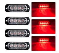 KaiDengZhe 4pz Ultra Thin 4LED Luci di Emergenza Rosso Hazard lampeggiante Luce stroboscopica Luce universale per 12-24V Car Truck Trailer Camper Moto Furgone