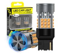 KaiDengZhe 7440 T20 Lampadina LED con Ventola, Senza Errori CANBUS Anti Hyper Flash 600% di Luminosità 3000LM 28W Ambra 992 7443A W21/5W LED per Indicatori di Direzione Anteriori e Posteriori-2 PZ