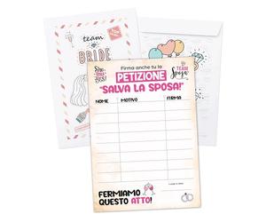 KAÏDENSÏ Gadget Addio al Nubilato - Pergamena Petizione Salva la Sposa - Team Bride Accessori Divertenti - Kit Scherzo Originale