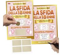 KAÏDENSÏ Gioco la Sfida 18 Anni - 2 Volantini Gratta e Scopri Compleanno, Design Rosa e Oro - Sorpresa Personalizzabile per Festa Diciottesimo