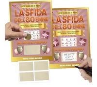 KAÏDENSÏ Gratta e Scopri La Sfida 80 Anni Donna - 2 Volantini A5 Personalizzabili con Etichette Grattabili - Design Rosa e Oro - Gioco Festa Compleanno, Sorpresa Originale