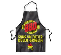 KAÏDENSÏ Grembiule BBQ Nero - Stampa 'Sono un Patito della Griglia' - Grembiule da Barbecue con Grafica Originale- Idea Regalo per Appassionati di Griglia